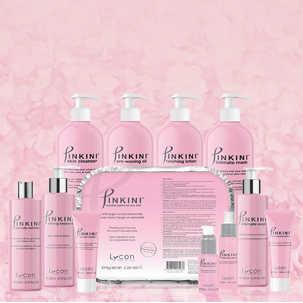 Pinkincare product lineup on a pink background
