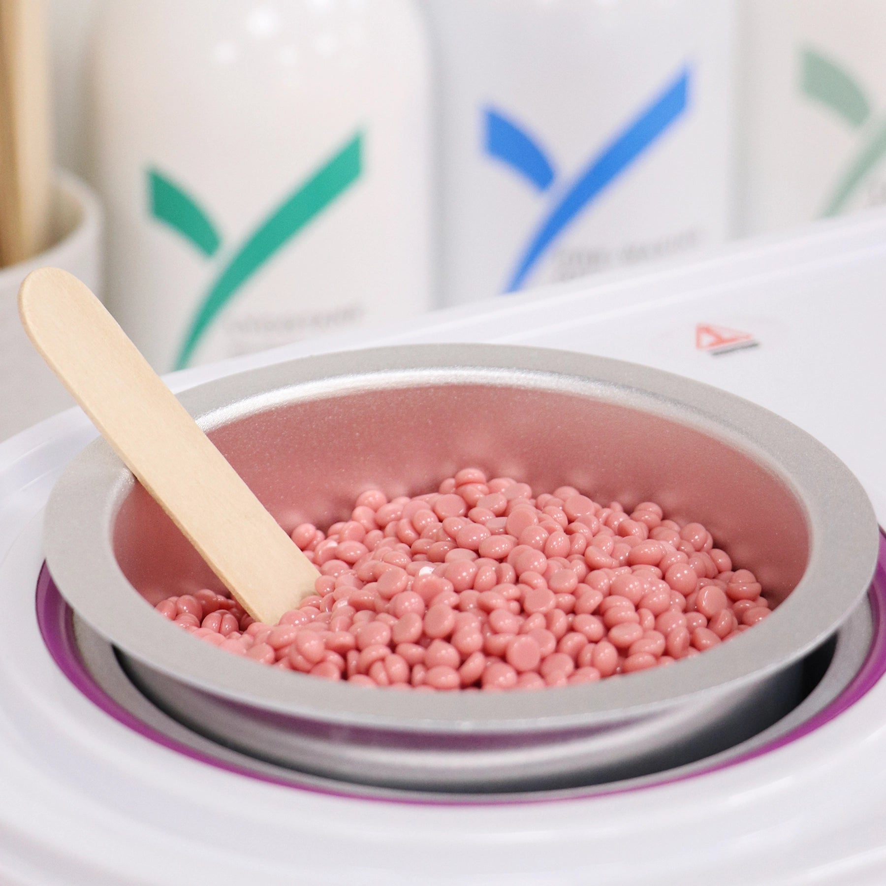 Rosette Hot Wax Beads in heater