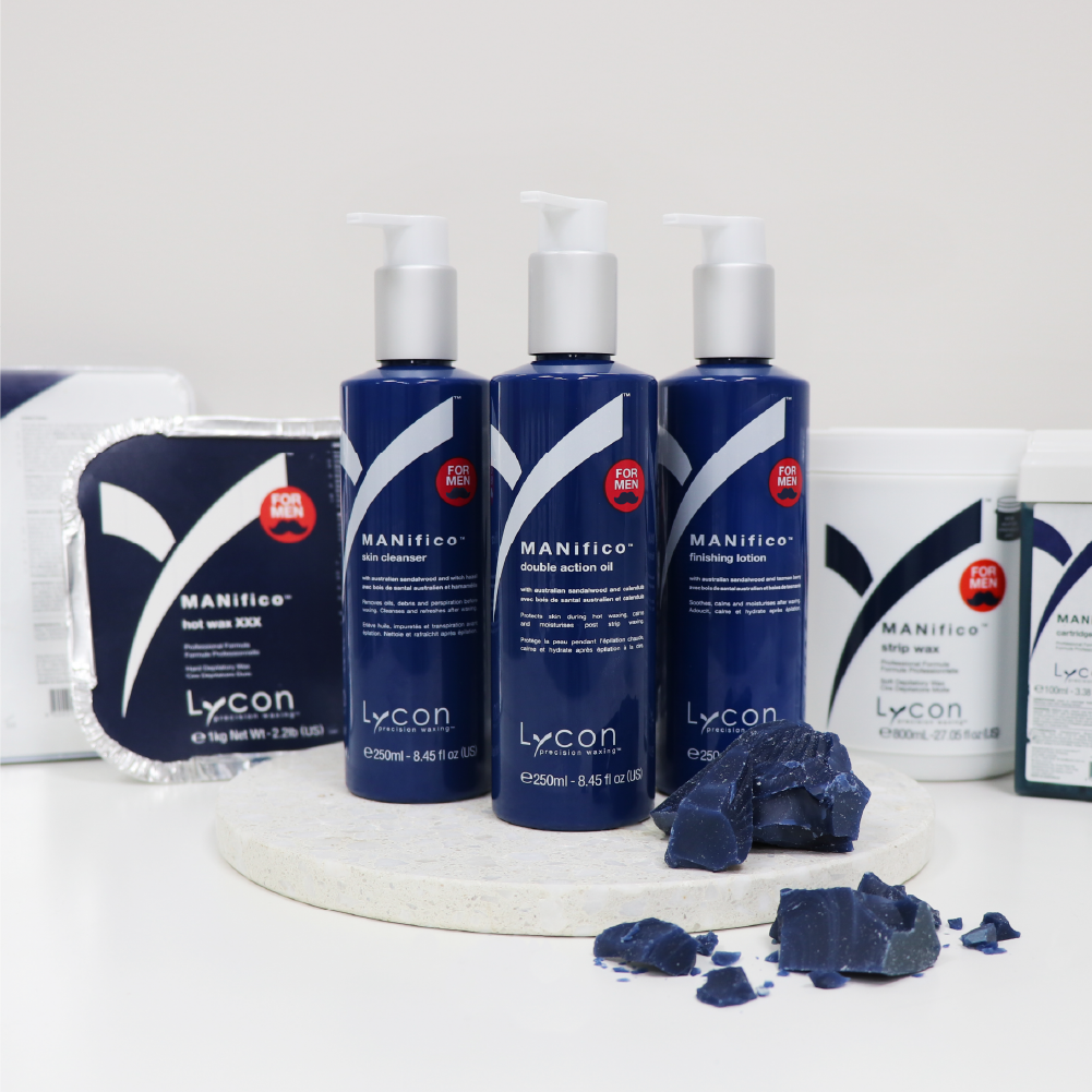 Photo of the MANifico range of products on white background