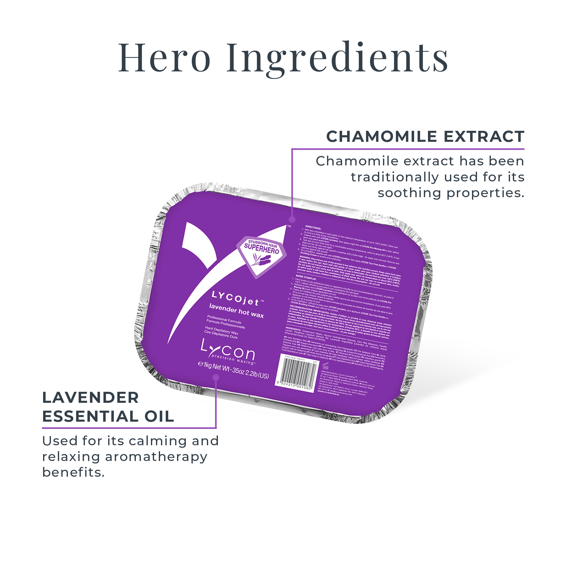 LYCOjet Lavender Hot Wax Key Ingredients