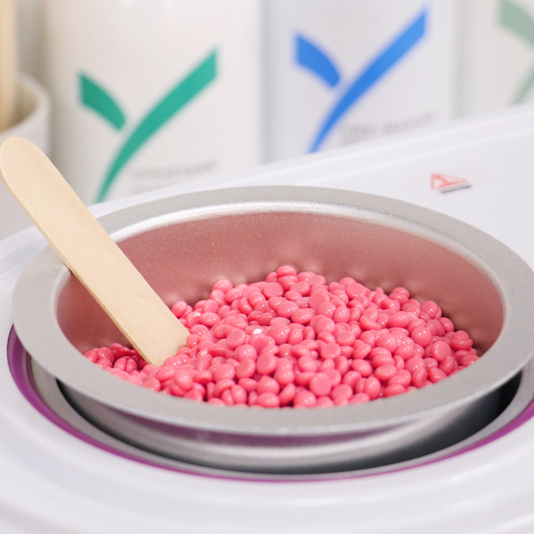 PINKINI Hot Wax Beads in heater