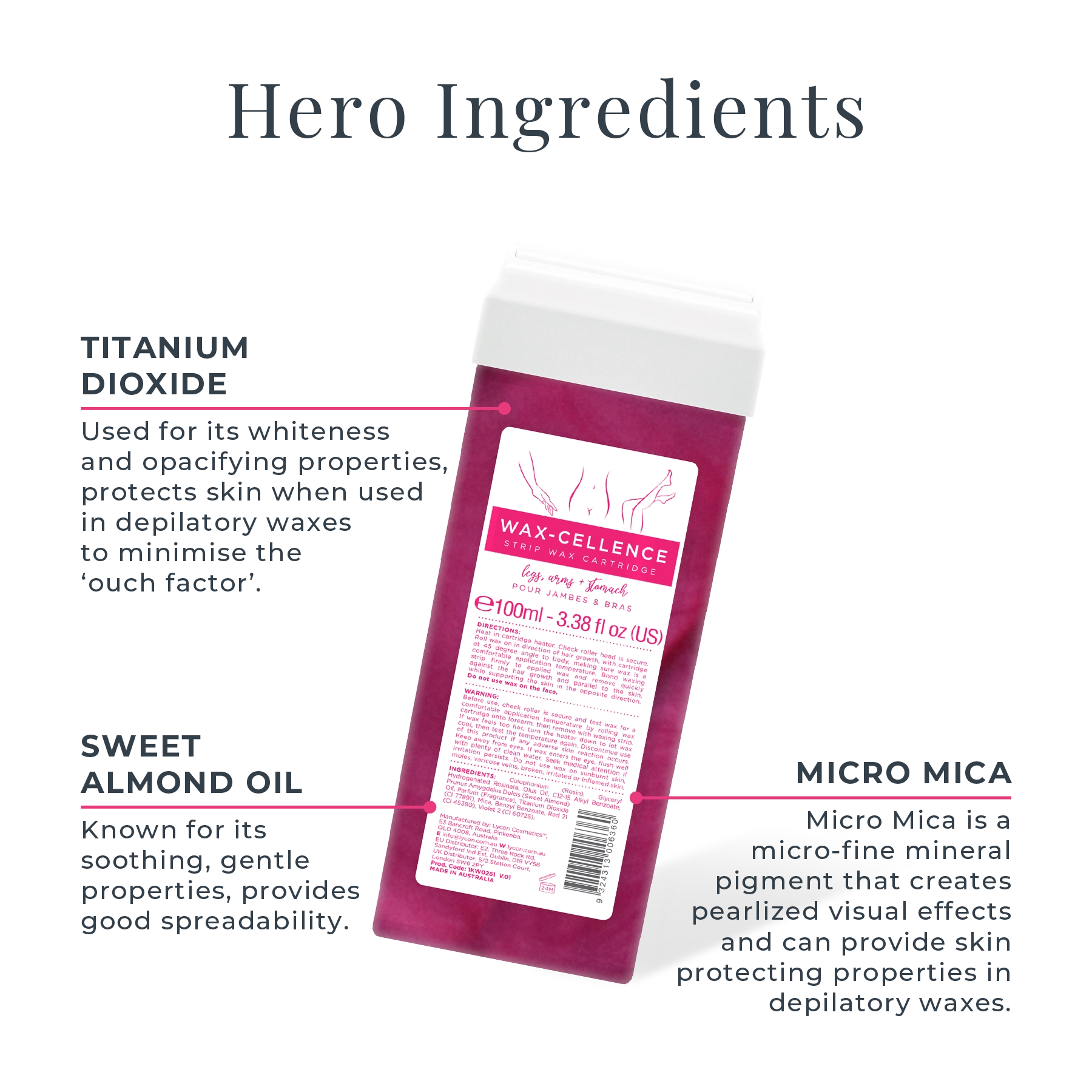 Wax-cellence Strip Wax Cartridge Key Ingredients