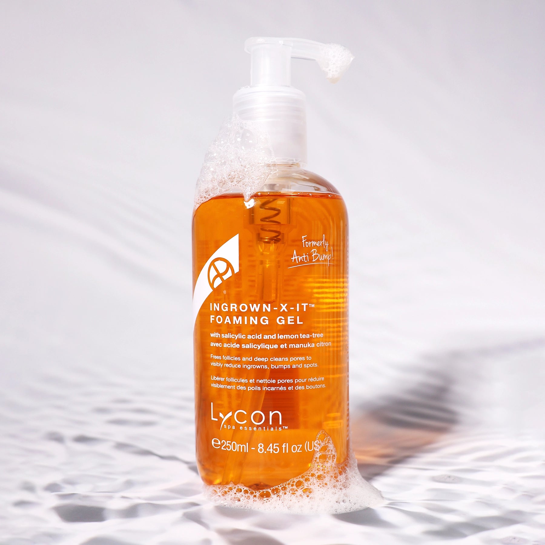 ingrown-X-it Foaming Gel with soap bubbles
